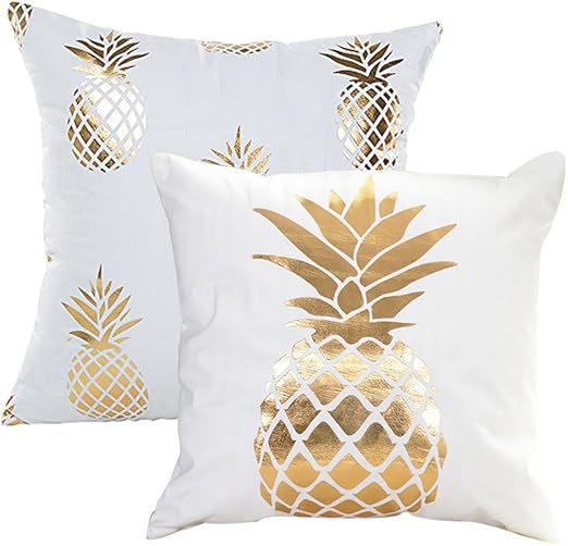 Amazon Com Mhb Gold Foil Pineapple Square Cushion Cover Throw