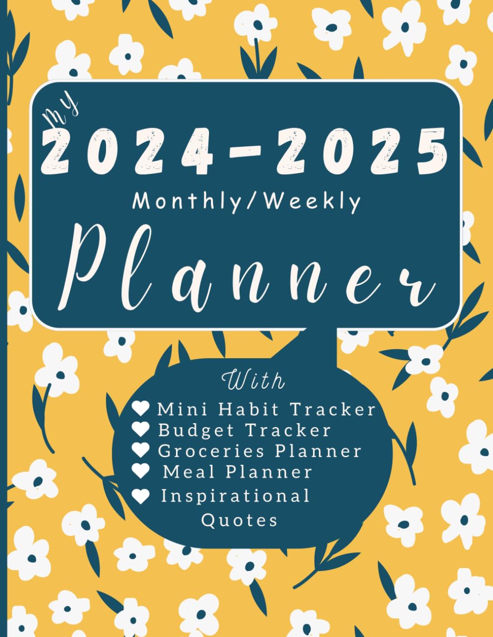 2024-2025 Calendar Monthly Planner with Holidays and Inspirational Quotes: Two Year Weekly Schedule Organizer with Floral Cover for Busy Women