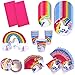 My Shoppe Rainbow Unicorn Birthday Party Supplies Pack Bundle Kit Includes Dinner Plates, Dessert Plates, Cups, Large and Small Napkins, Table Covers and Centerpiece - Serves 16 People
