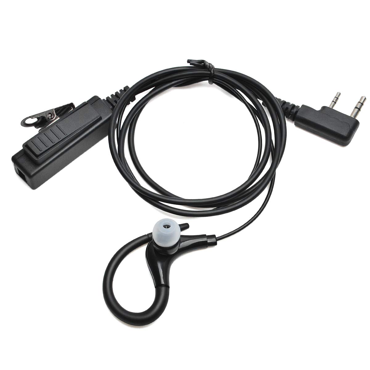 UAYESOK G-Shape Radio Earpiece 2 Pin Security Bodyguard Headset with PTT Mic Microphone for Kenwood TK-250 TK-320 TK-3501 Baofeng UV-5R 888S PUXING Retevis eSynic Walkie Talkie