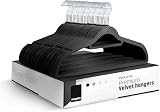 KEPLIN Velvet Hangers 50 Pack Non-Slip with Tie Bar 360° Hook Black