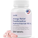 Curist Fexofenadine Hydrochloride 180mg (200 Tablets) USA Made Non Drowsy Allergy Medication - 24 Hour All Day Allergy Relief