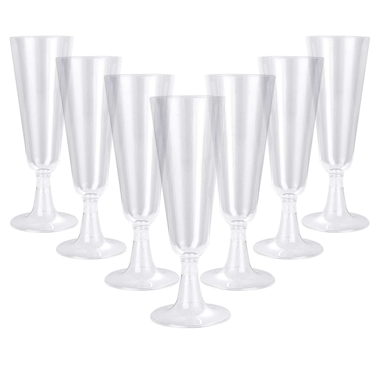JMIATRY 100 Pcs Multi-Use Champagne Flutes, 160ml/5.6oz Plastic Champagne Flute, Clear Champagne Glasses Great for Wedding, Christmas, Birthday Party and Daily Use