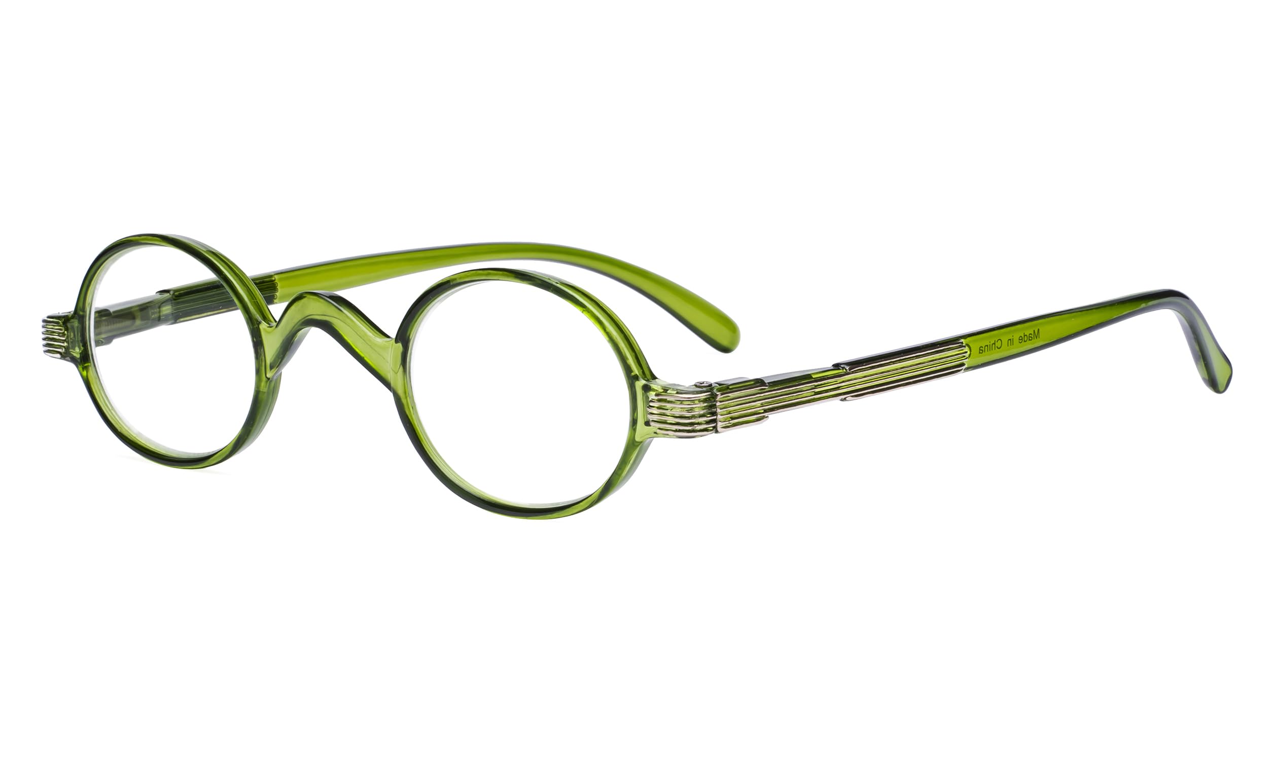 Eyekepper Small Oval Round Reading Glasses Vintage Mini Reader Eyeglasses for Men Women Reading with Spring Hinges Green Frame