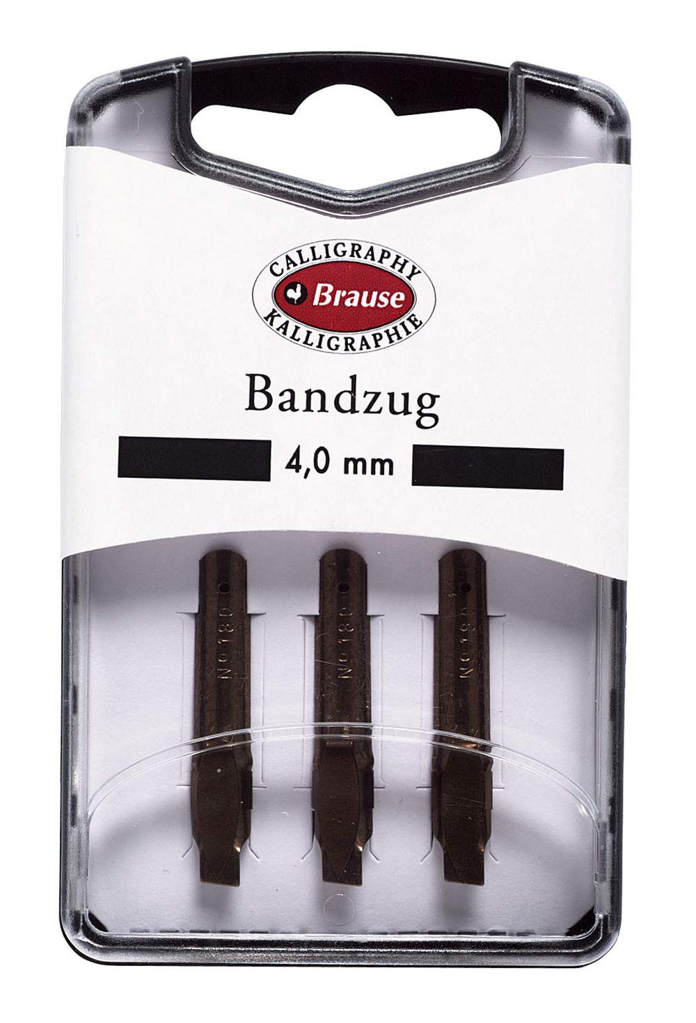 Brause 318040B - Calligraphy nibs for penholder - Box of 3 metal Bandzug - Size 4 mm nibs - Manufactuered in Germany - Drawing - Writing - Creative Tools