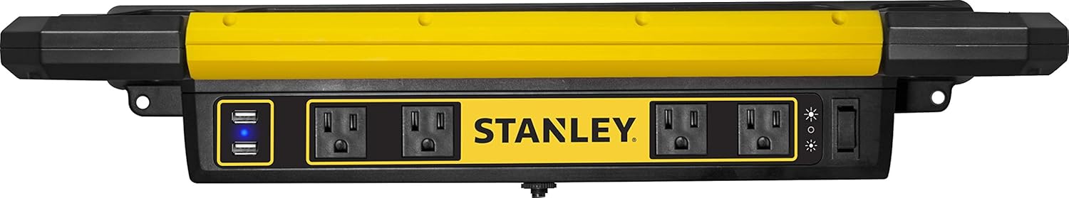 STANLEY PSL1000S Adjustable 45 COB LED Workbench Light with AC Power Outlets, Dual 2.1 Amp USB Charging Ports, and Tool Storage: Automotive