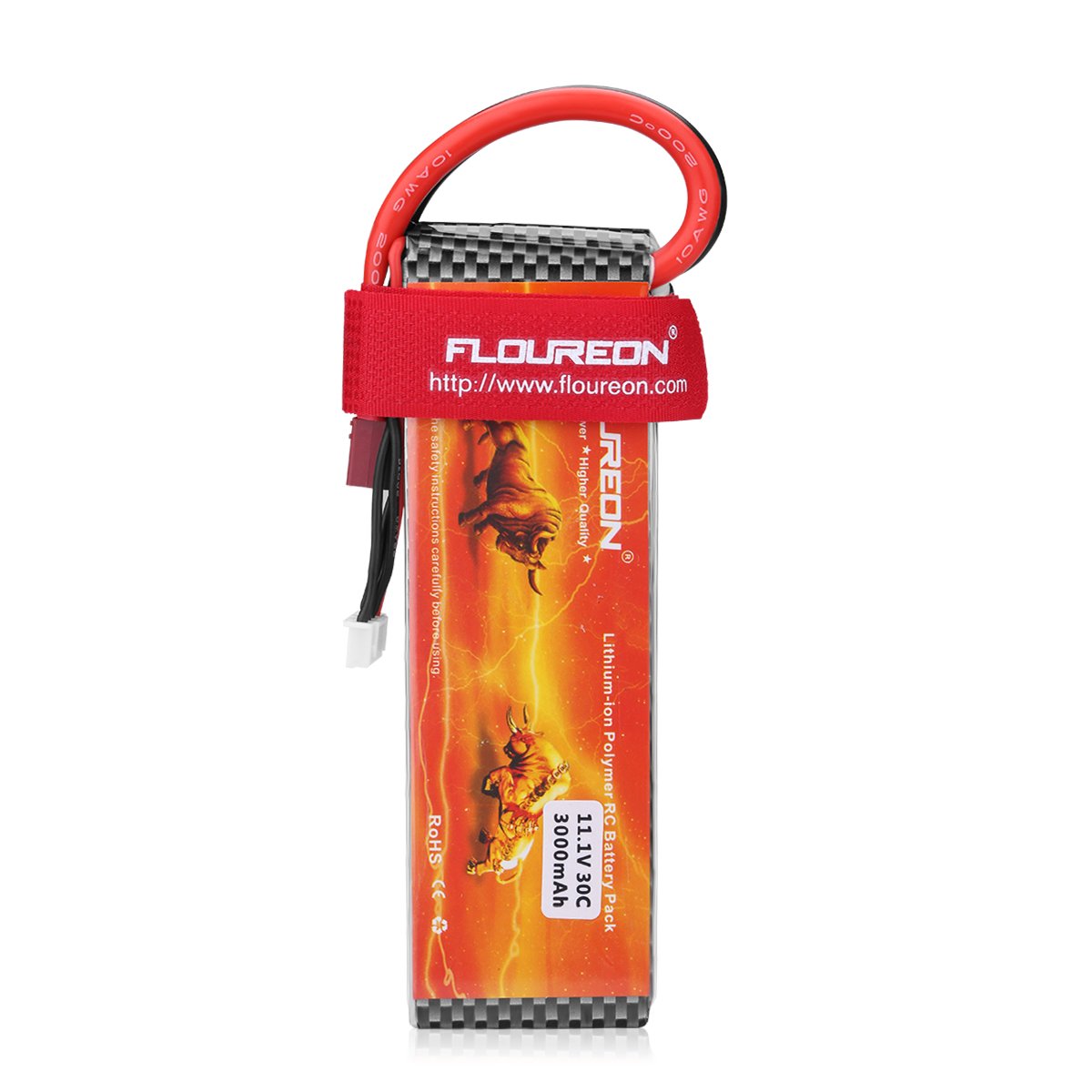 FLOUREON Lipo 3S 30C 11.1V 3000mAh T Plug Rechargeable RC Battery Pack for Car Truck Boat Traxxas Slash Emaxx Monster HPI Kyosho UAV FPV Drones DIY Hobby and More (2pack)