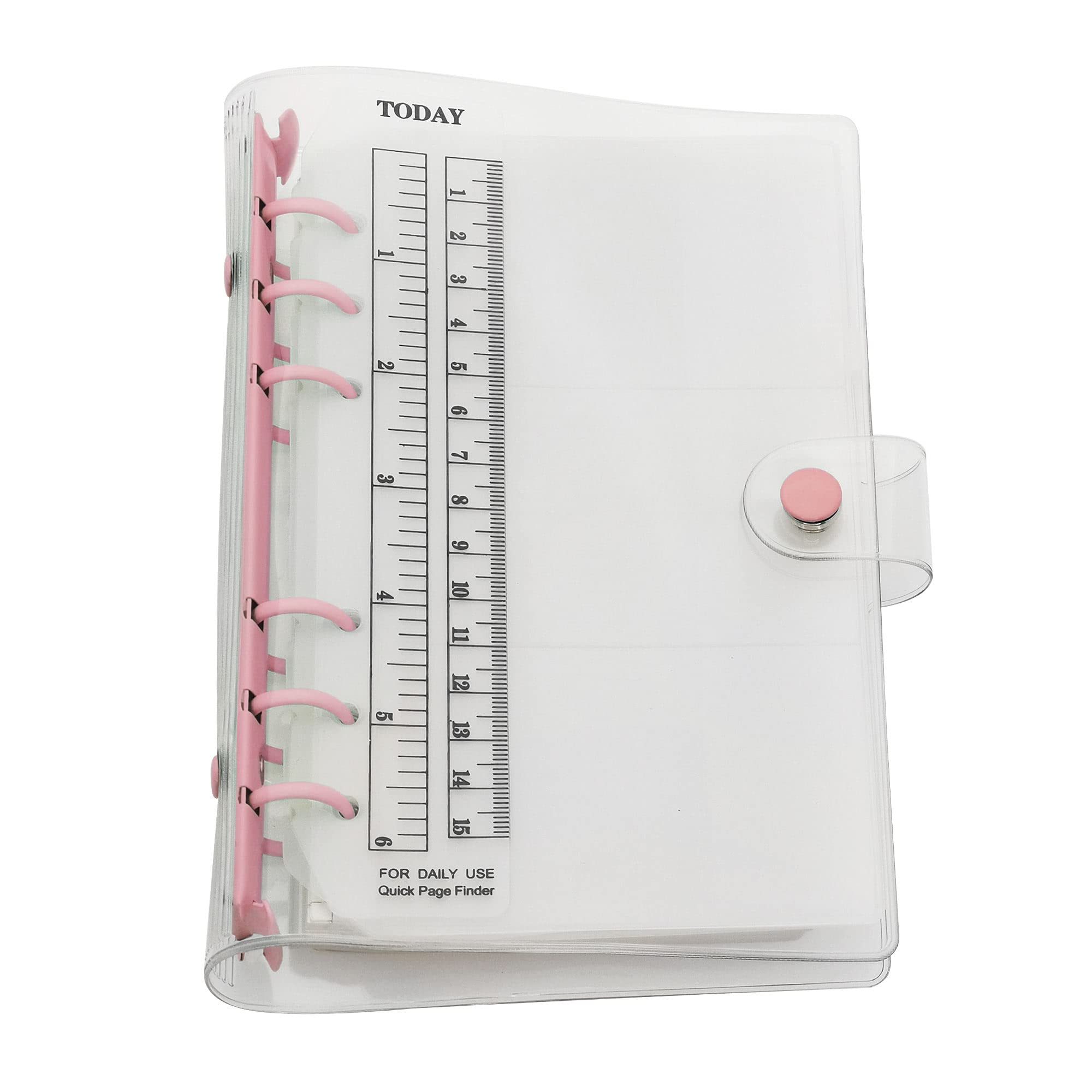 A6 A5 6-Holes Colorful PVC Cover Round Ring View Binder with Snap Button Closure File Folder (Sugar Coral, A6 Combo) — image 1