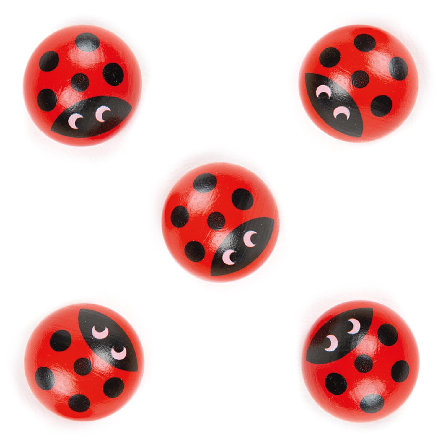 Nene Toys 5-Piece Wooden Replacement Set for Ladybug's Matching Game - Premium Handcrafted Wooden Ladybugs to Elevate and Enhance Your Gameplay Experience - [Ideal for Lost or Missing Game Pieces]