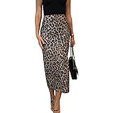 utcoco Womens Long Faux Leather Skirt Bodycon High Waist Slim Pencil Midi Skirt