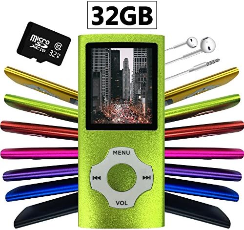 Wyne Technology Versatile &amp; Portable 32GB Mini MP3 MP4 with Micro SD Card Music Player Sound Entry Hi-Fi Media Player Video Player FM Radio E-book Viewer Photo Viewer Voice Recorder (Green)