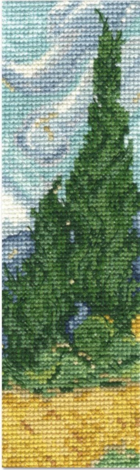DMC The National Gallery Van Gogh A Wheatfield with Cypresses Cross Stitch Kit Bookmark, 100 Percent Cotton, Multi-Colour, Pack of 4