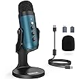 ZealSound USB Condenser Microphone,Computer PC Gaming Mic,Plug&Play Microphones for PS 4&5.Monitor Adjust&Volume Control,Mic Gain Control,Mute Button for TikTok,YouTube Podcast on Mac&Windows(Teal)
