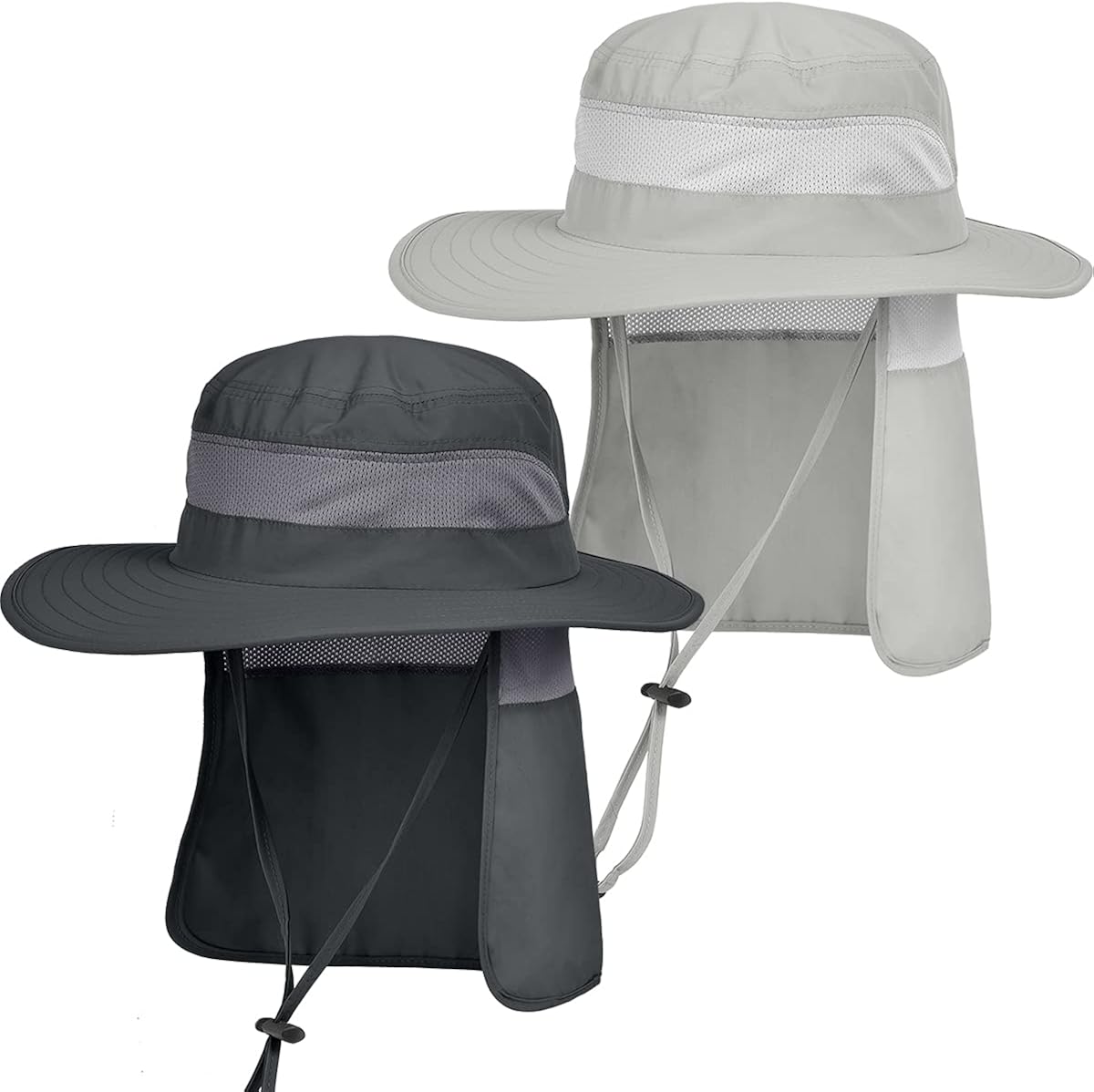 IYEBRAO 2 Pieces Mens Sun Protection Hat with Neck Flap for Fishing Hiking & Garden