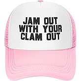 Jam Out with Your Clam Out Hat Unisex Adult Trucker Hats Adjustable Cap for Adults Classic Fishing Caps Pink