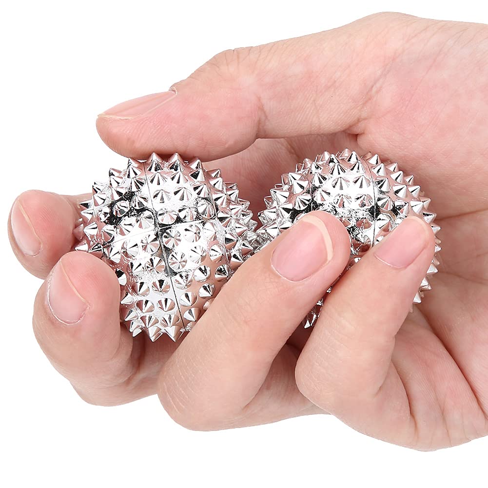 Sonew Magnetic Spiky Massage Ball, Spiky Sensory Fidget Balls, Massage Tools for Stress Relief or Massage (Silver)