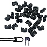 ArrErr 30 Pack Stretchy String Locks 1/8'' Double Hole Plastic Spring Cord Locks Elastic Cord Ends Stopper for 3mm Elastics Strings Elastics Bungee Cords Drawstrings Lanyard Paracord Shock Cords Rope