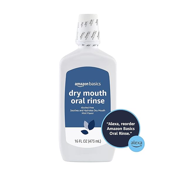 AMAZON BASICS DRY MOUTH ORAL RINSE, ALCOHOL FREE, MINT FLAVOR, SOOTHES AND HYDRATES, 16 FLUID OUNCES, 1-PACK (PREVIOUSLY SOLIMO)