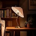 KUNJOULAM Small Pleated Table Lamp, Bedside Nightstand Lamp with Beige Lampshade, Morden Mini Lamp for Bedroom Home Office De