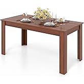 GIANTEX Dining Table for 4-6, 63" Large Rectangular Kitchen Table, Walnut | Farmhouse Dinner Table with Wood Stable Structure, Center Tables for Dinette, Living Room, Home Office