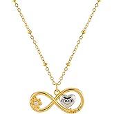 Bolenvi Gold Love You Forever Mom Sunflower Infinity Pendant Necklaces for Men & Women, Mothers Day Fashion Jewelry, 18k Gold-Plated, Adjustable 16-20" Chain