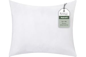 ROYALE LINENS 12 X 16 Pillow Insert - Down Alternative Throw Pillows Insert - Rectangle Pillow Pack of 1 White - Bed & Couch Pillows - Inner Cushion for Bed, Cushion for Living Room - Shams Stuffer