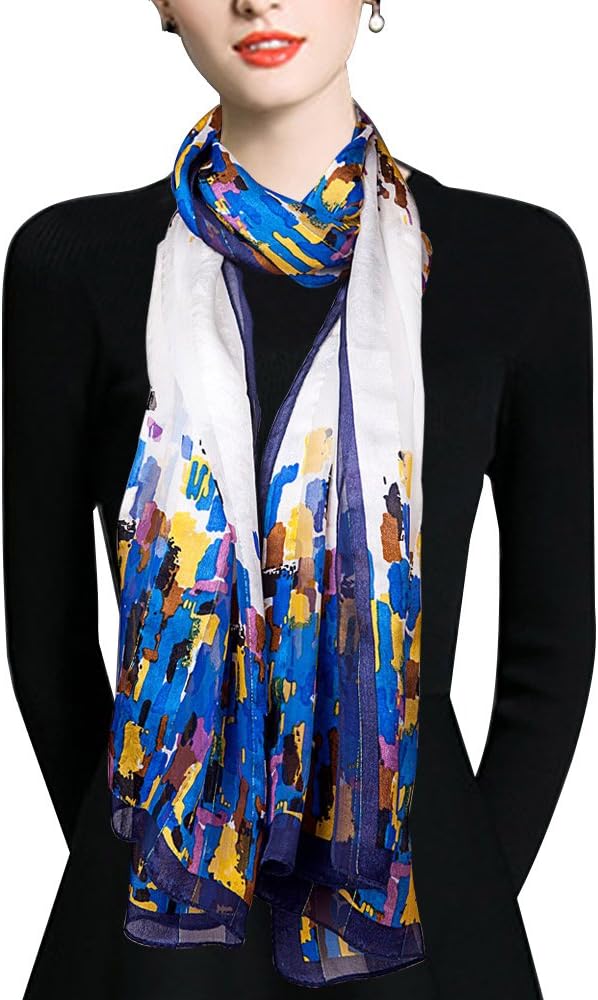 EcoWonder 100% Silk Scarf for Women Fashion Shawls Lightweight Long Silk Scarf Silk Head Scarf Ladies Wonderful Gift