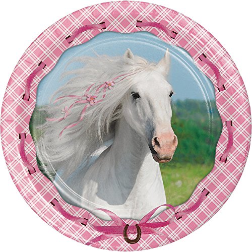 Heart My Horse Party Supplies Pack Serves 16: Dinner Plates, Luncheon Napkins, Cups, Table Cover and Birthday Candles