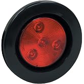 Buyers Products 5622514-2.5 Inch Round Marker Light with Grommet &amp; Plug, 4 LEDs, Utility Light, Light Bar, Red