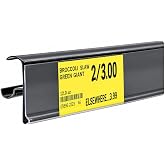 THE GLOBAL DISPLAY SOLUTION Price Tag Holder and Molding for Double Wire Cooler/Freezer Shelves | 28" Long | 1.25" High | 50 Pack | Black