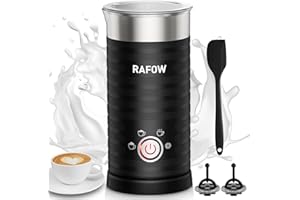 RAFOW 4 In 1 Electric Milk Frother Steamer - Hot and Cold Coffee Foam Froth Maker 350ml/12oz, Automatic Milk Warmer Foamer for Latte, Cappuccinos, Macchiato, Chocolate