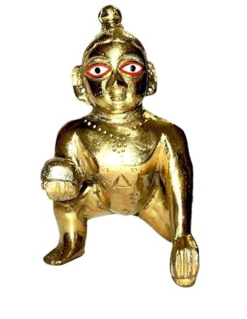 StoresHub Brass Laddu Gopal Statue (Golden)