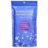 aisen Japan - Gentle Exfoliating Shower Towel, Ultra-Soft Japanese Nylon Body Scrubber, Long 47" Back Towel, Quick-Dry, Colorfast & Odor-Resistant, Made in Japan | Home & Spa (Purple)