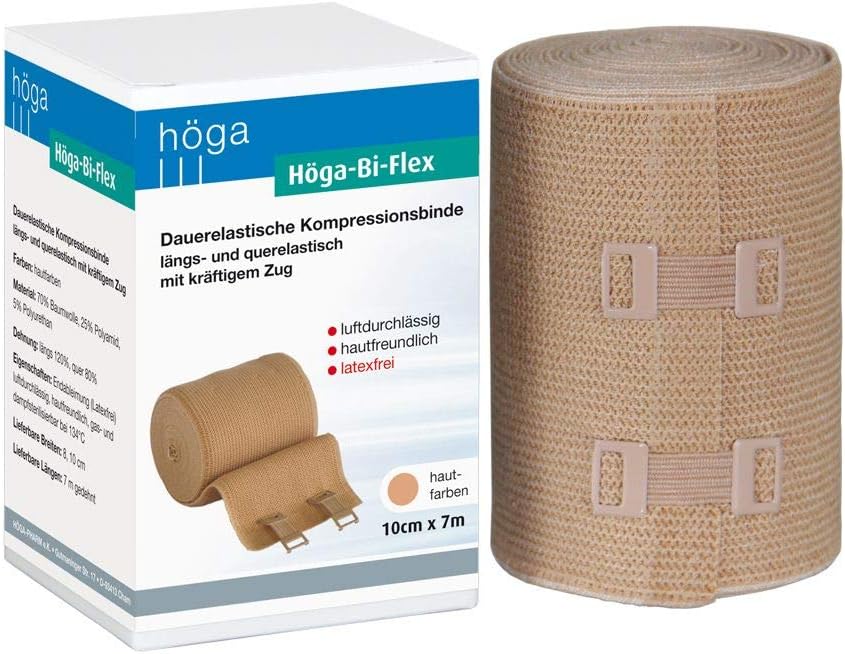 HÖGA Bi-Flex Sport Stretched Bandage, Permanently Elastic Compression Bandage Vertical and Horizontal Elasticated - 10 cm x 7 m