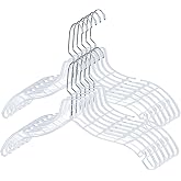 VWV 12pcs Clear Plastic Hangers: Shirt, Skirt, Sweater, Suit, Jacket Hangers with Non-Slip Grooves, Heavy Duty, Clear Color, Metallic Finish