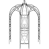 GENUINQ Baroque Oversized Iron Gazebo Arbor Arbour Arch Archway Metal Trellis Support for Plants Climbing Garden Outdoor Yard