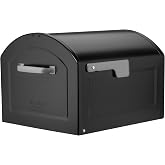 Architectural Mailboxes 950020B-10 Centennial Postmount Mailbox, XL, Black | Galvanized steel build for outside with rust-resistant powder-coat finish and a magnetic door closure. USPS approved.