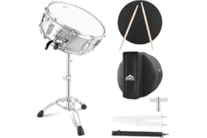 EASTROCK Snare Drum Set 14X5.5 Inches for Student Beginners with Gig Bag, Drumsticks, Stand, Drum Keys, Coated Material Drum Head, Off-white