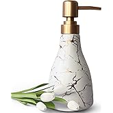 Ceramic Soap Dispenser for Bathroom White Soap Dispenser for Kitchen Dish Soap Dispenser with Marble Pattern Liquid Hand Soap Dispenser Pump Bottle