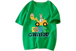 AQYLXLHH Toddler Easter Shirt Boys Girls Bunny Eggs-cavator Truck Graphic T-Shirt Kids Short Sleeve Cotton Easter Tee Tops 2-7 Years