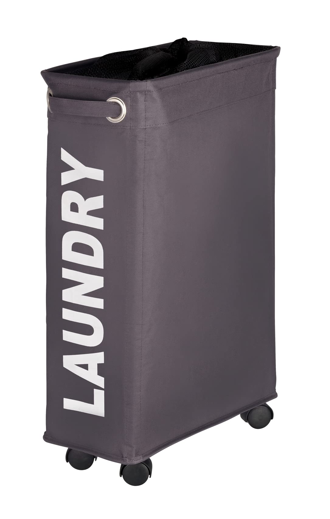 WENKO 3450115100 Laundry bin Corno Grey - laundry basket Capacity: 43 l, Polyester, 18.5 x 60 x 40 cm, Dark grey