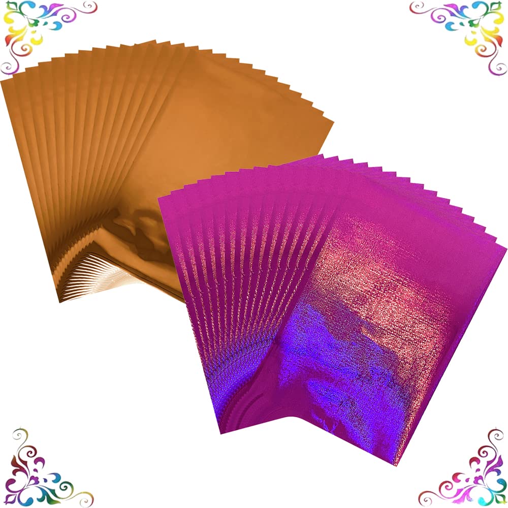 100PCS Toner Reactive Foil for Card Making 11.4x7.9inch Transfer Foil Paper for Circut Foil Transfer Foil Roll Toner Reactive Foil Foil by Laser Printer&Laminator Embossed Metallic Foil Paper Sheets