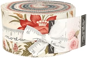 Moda Fabrics Jelly Roll - Rendezvous by 3 Sisters for Moda Flowers Florals Greens Reds Blues Creams 2.5' Strips Roll-Up Bundle Quilter's Cotton Fabric Precuts (44300JR) M526.14