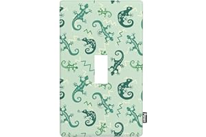 Pznen Reptile Pattern Light Switch Cover Plates Lizard Chameleon Gecko Single Toggle Wall Plate 1 Gang Lightswitch Cover Home Decorative Office 4.5"x 2.76"