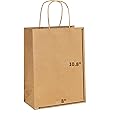 METAPRINT 100 Pack 8x4.5x10.8 Inch Medium Paper Gift Bags with Handles Bulk, Brown Kraft Paper Bags for Grocery Shopping Retail, Birthday, Party Favors, Wedding