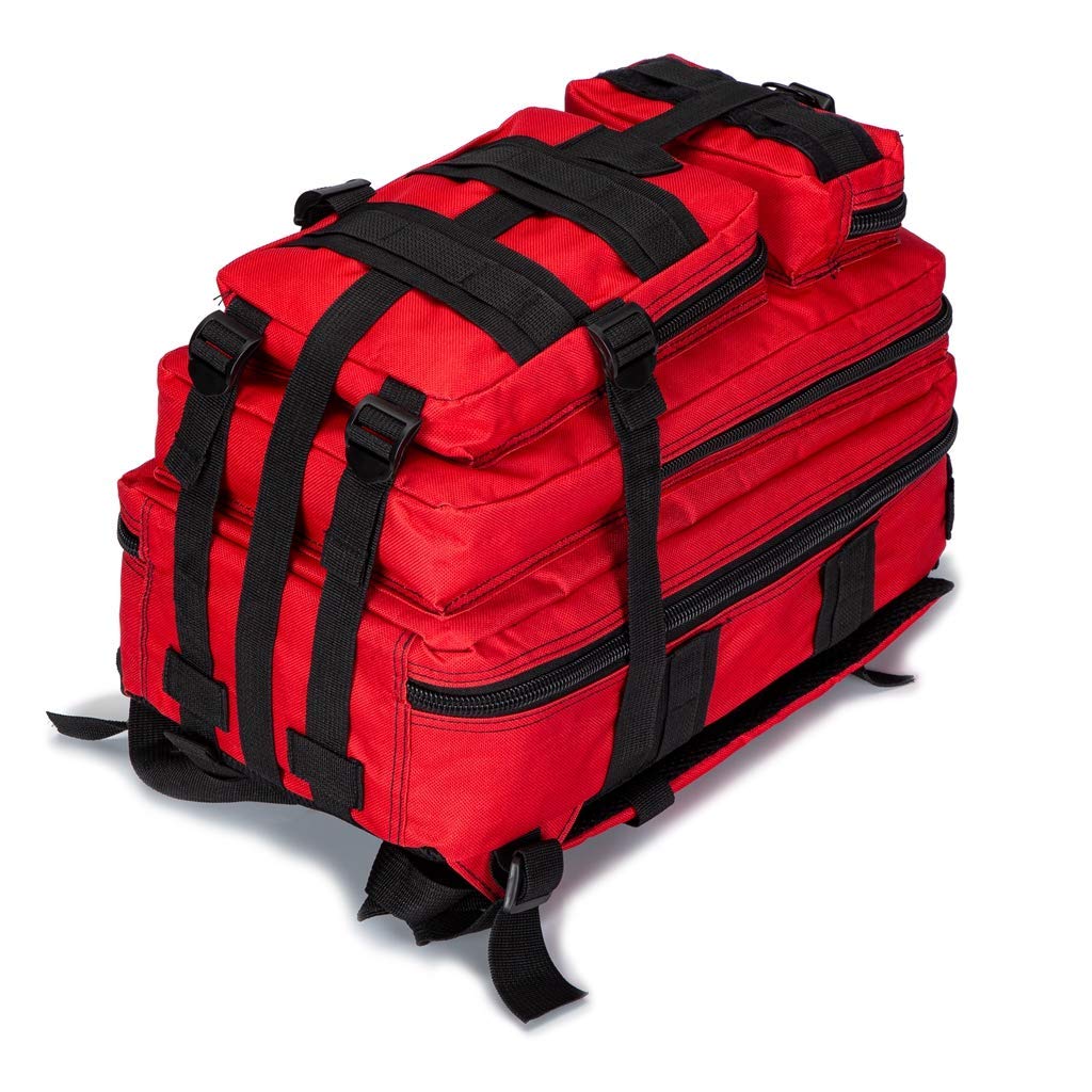 Jipemtra Tactical First Aid Bag MOLLE EMT IFAK Backpack Rucksack Emergency (Red 25L)