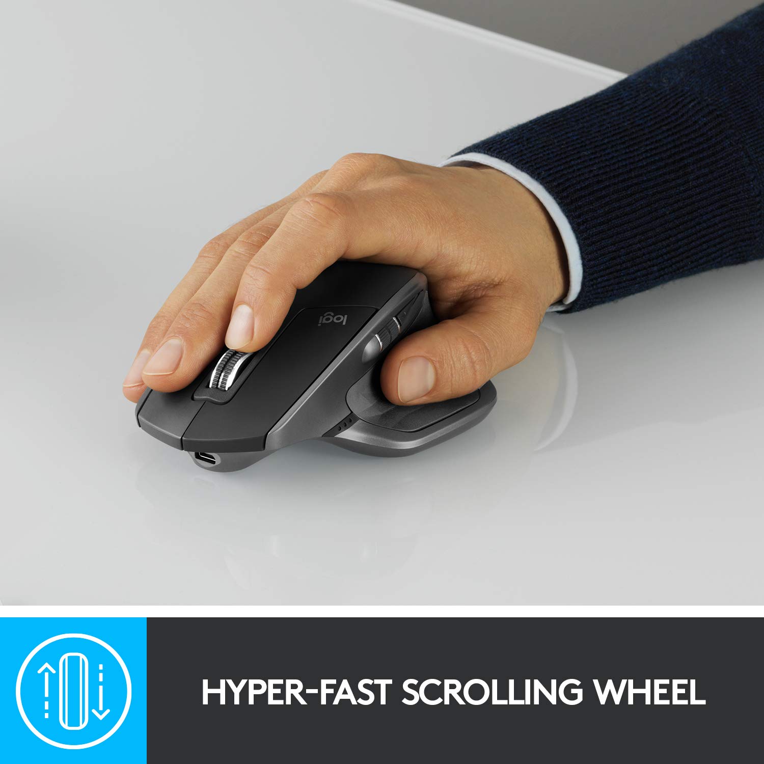 Logitech MX Master 2S Wireless Mouse, Multi-Device, Bluetooth or 2.4GHz Wireless with USB Unifying Receiver, 4000 DPI Any Surface Tracking, 7 Buttons, Fast Rechargeable, Laptop/PC/Mac/iPad - Graphite