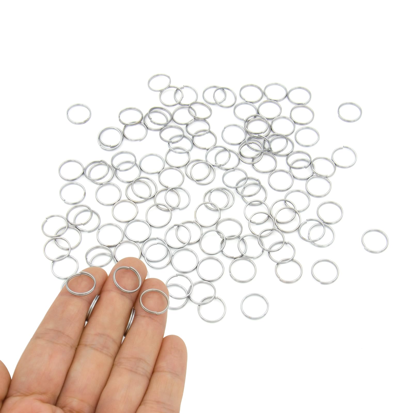 Photo 1 of 200pcs 12mm Mini Split Jump Ring with Double Loops Small Round Metal Silver Key Rings Connectors for Making Handwork Charms Pendants Key Chains Ornaments DIY Crafts Accessories