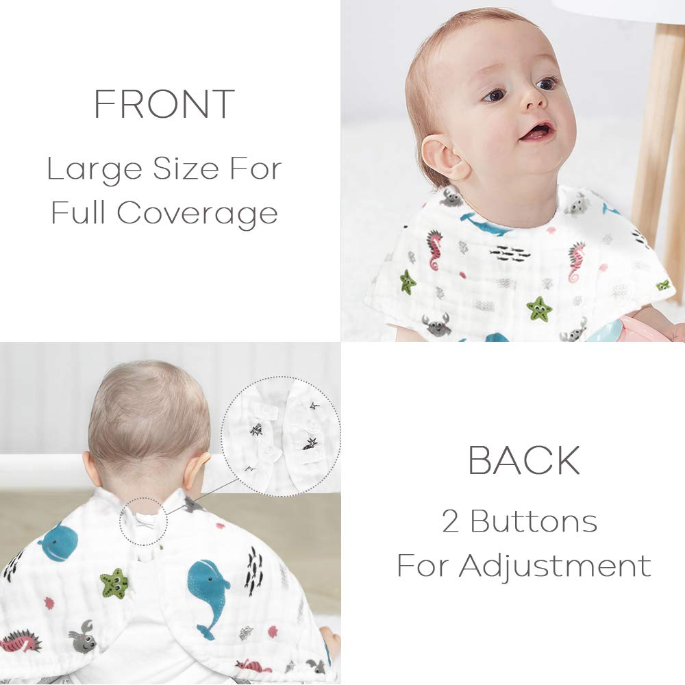 Burp Cloths Baby Bibs 4 Pack 100% Cotton 6 Layers Multi-Use Muslin Burp Cloths for Boys & Girls Muslin Cloths by Yoofoss (1-24 Month): Baby