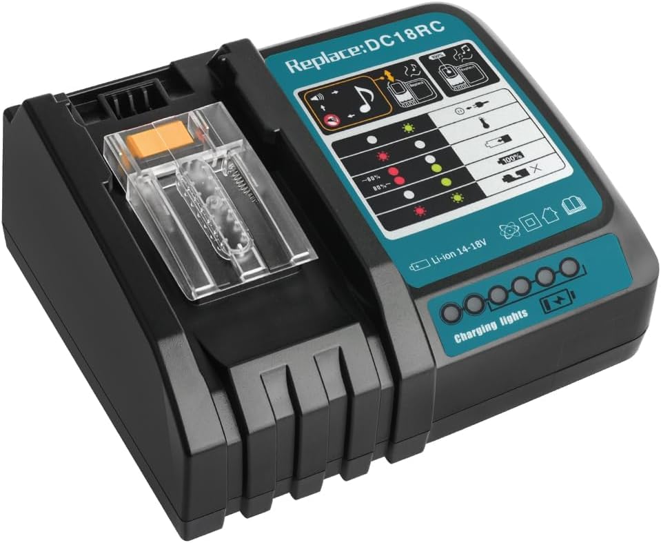 Waitley Quick Charger DC18RC Compatible with Makita Charger 18V/14.4V Batteries - Replacement for Makita DC18RA DC18RD - For BL1830B BL1850B BL1860B with Multiple Protection